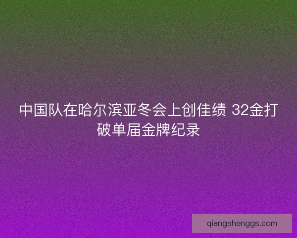 中国队在哈尔滨亚冬会上创佳绩 32金打破单届金牌纪录 中国队在哈尔滨亚冬会上创佳绩 32金打破单届金牌纪录