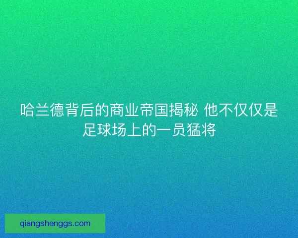 哈兰德背后的商业帝国揭秘 他不仅仅是足球场上的一员猛将